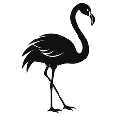 Silhouette of a black flamingo bird Vector illustration Animals silhouette vector illustration