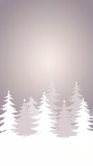 Obraz premium Minimalist winter Christmas background with a snowy white fir tree silhouette border and soft pastel gray gradient space for elegant holiday greeting design.