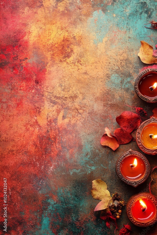 Poster a colorful background with a row of candles on it