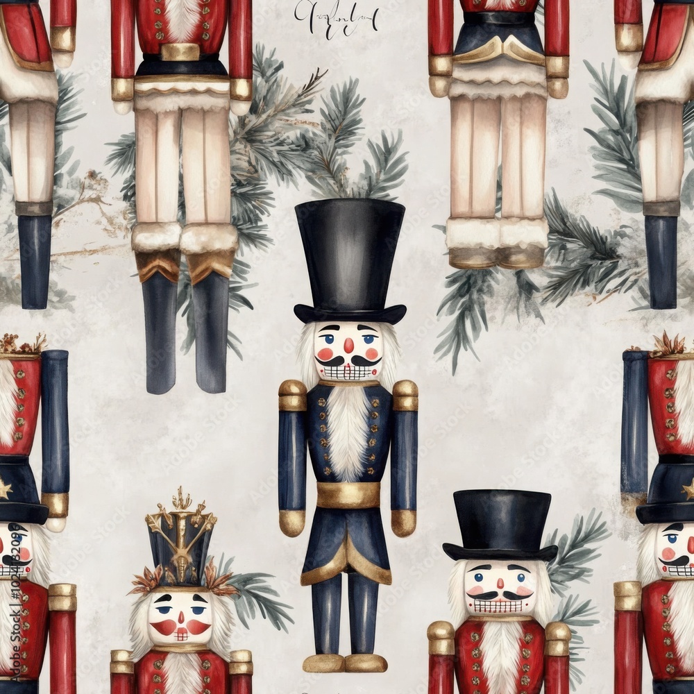 Poster simple watercolor nutcracker pattern design