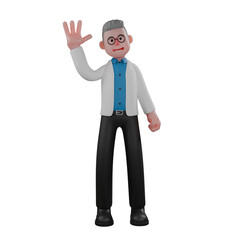 Physics Physicist Professional in 3D. A male physicist is standing while waving his hand. Male
