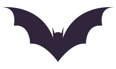 Flat icon of bat silhouette isolated on white background.