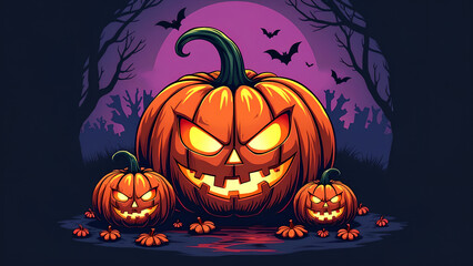 Colorful creepy spooky design pumpkin t-shirt art design in vector illustrator