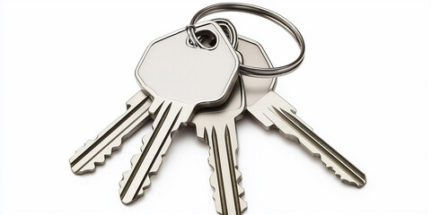 Set of keys is lying on a white surface