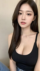 Fototapeta premium Beautiful body of Asian woman, close up portrait.