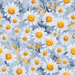 Soft Watercolor Daisies on Minimalist Background