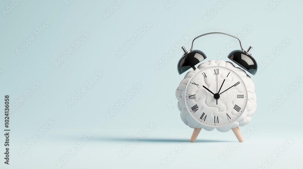 Poster a brain with a clock, symbolizing the importance of time in learning.