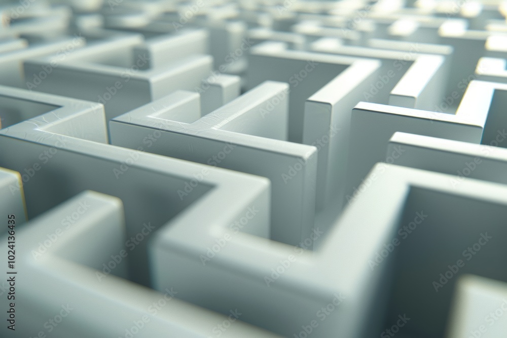 Poster abstract representation of success through a maze with a clear exit path.