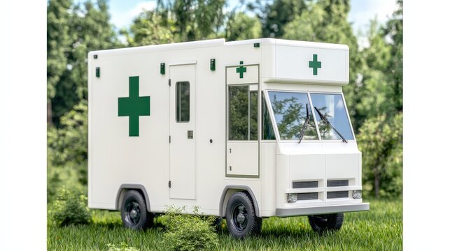 Emergency Medical Vehicle in Green Meadow   First Aid  Rescue  Healthcare  Hospital  Ambul