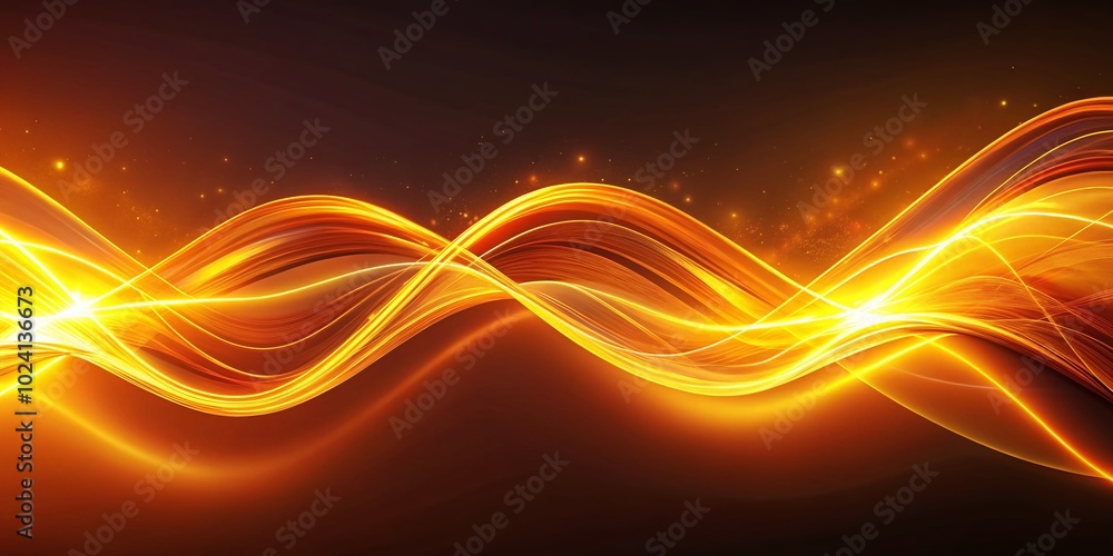 Aufkleber orange yellow glowing wavy line effect for dynamic backgrounds and modern design projects in abstrac
