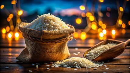 Organic Rice in Bag - High-Quality Food Grains for Agriculture, PNG with Shadow for Your Culinary and Food