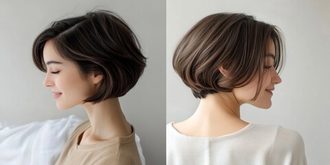 Explore trendy hairstyles for women featuring dark brown hair.