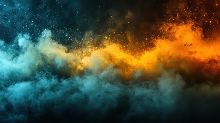 Fototapeta premium Abstract background with blue and orange smoke on a black background.