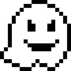 Halloween Little Ghost Pixel 8bit Icon Black Color.