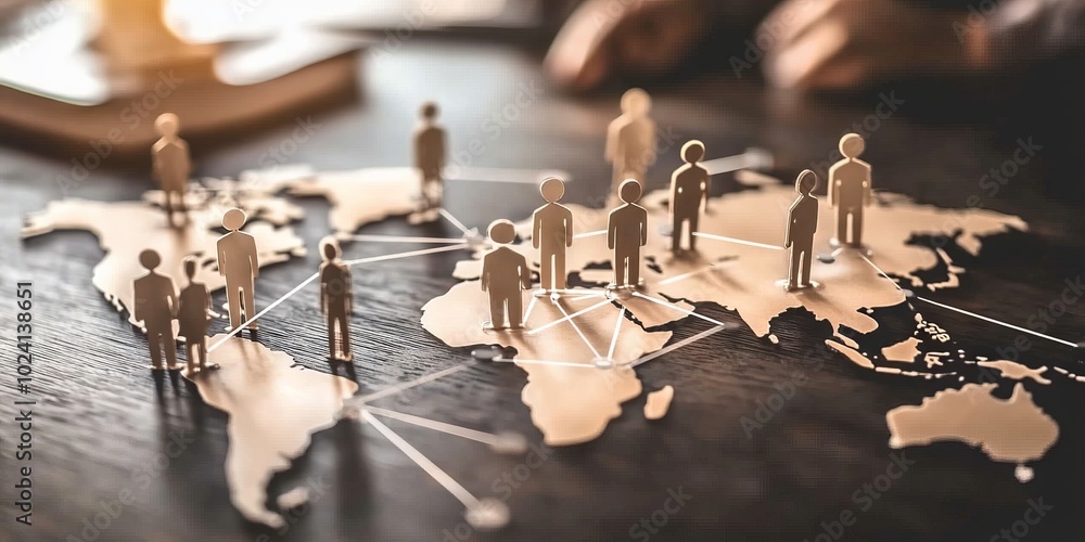 Poster enhancing customer connection through effective networking in global markets.