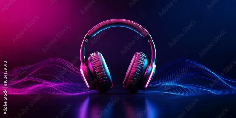 Poster dynamic sound wave visuals create an engaging atmosphere for podcasts.