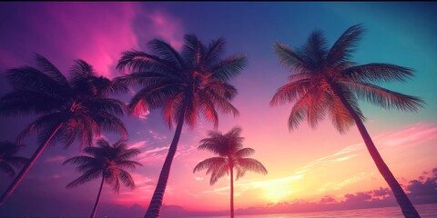Fototapeta premium Embrace the Nostalgic Synthwave Aesthetic of the 1980s.