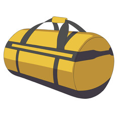 Black and yellow duffle bag illustration