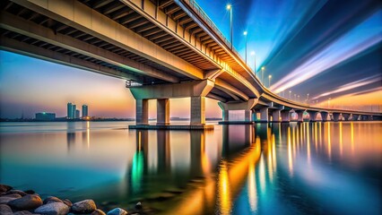 Fototapeta premium Long exposure of Garhoud bridge from underneath