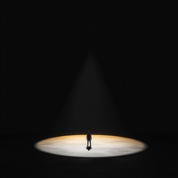 A figure staring into a pitch-black vacuum, representing the emptiness of a pessimistic outlook.