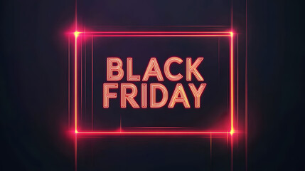 Elegant Black Friday Neon Sign, vibrant red text illuminated against a dark backdrop, exuding luxury and modern sophistication for retail promotion