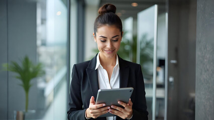Fototapeta premium Smart Businesswoman Using Tablet for Professional Decisions