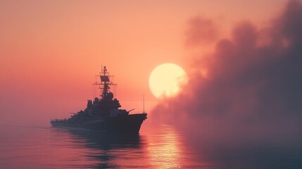 Fototapeta premium Minimalist background of Navy Military Day: A vector illustration of combat aircraft, ships, and soldiers in uniform, celebrating national defense. 