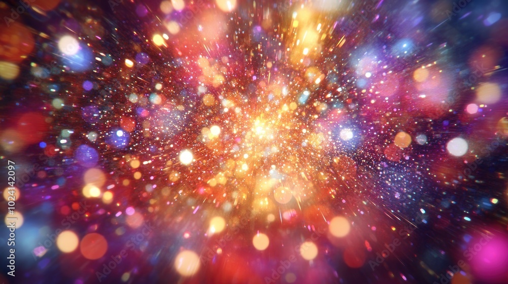 Poster abstract colorful bokeh background with glimmering lights