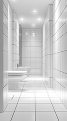 A white bathroom with a toilet and a sink. The bathroom is very clean and well-lit