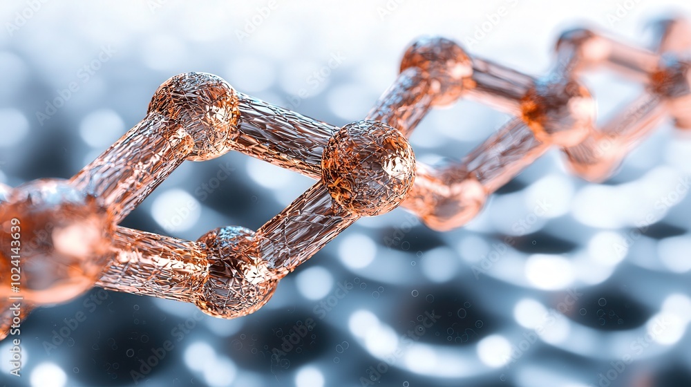 Aufkleber 3d rendered metallic molecular structure with depth of field