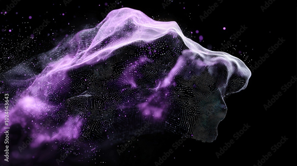 Aufkleber abstract purple digital data cloud background technology network science futuristic
