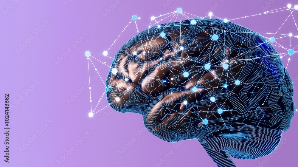 Aufkleber artificial intelligence brain network digital brain concept