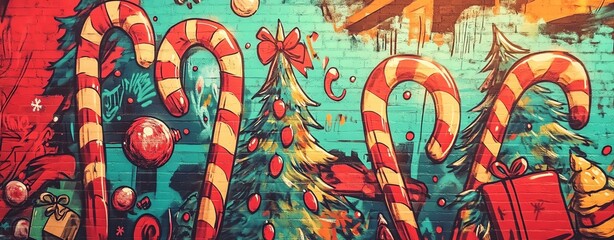 A colorful street art diary page surrounded by Christmas graffiti