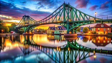 Obraz premium Scenic View of Kaiser Wilhelm Bridge Over Ems Jade Canal in Wilhelmshaven, Germany - A Stunning Architectural Landmark