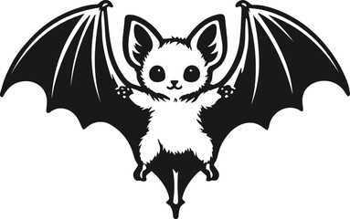 baby bat icon silhouette vector art illustration