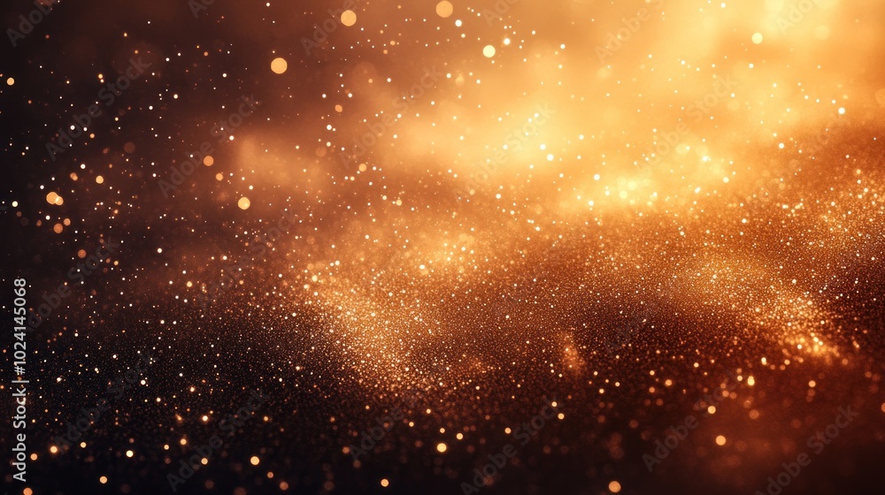 Poster abstract golden and brown background with bokeh and blur effect.