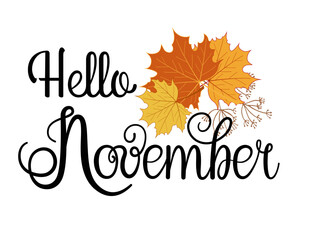 Obraz premium Hello november, lettering message design for cards, banners, posters. 