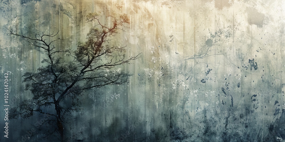 Aufkleber a captivating abstract background featuring a tree silhouette against a textured backdrop with paint