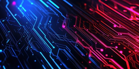 Vibrant Abstract Neon Circuit Board Background