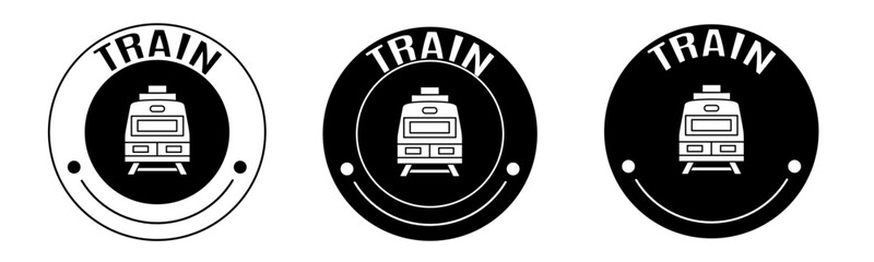 Black and white illustration of train icon in flat. Stock vector.