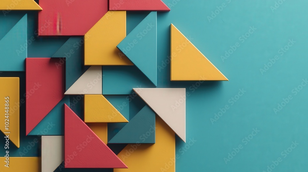 Poster abstract colorful triangle pattern on blue background geometric shapes modern design