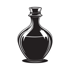 Potion Bottles Black White Stock Illustrations isolated on white background.