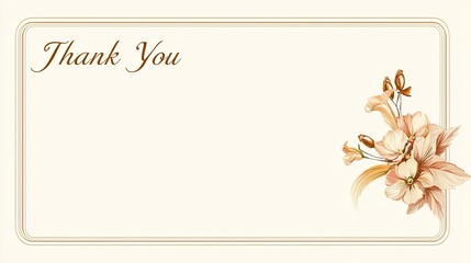A minimalist thank you card design featuring floral accents, conveying appreciation with elegance and simplicity.