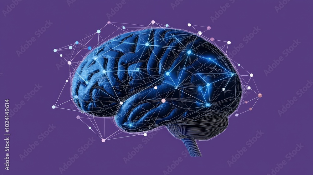 Poster abstract brain with network connections artificial intelligence concept