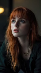 Redhead Woman Looking Up - Portrait Photography