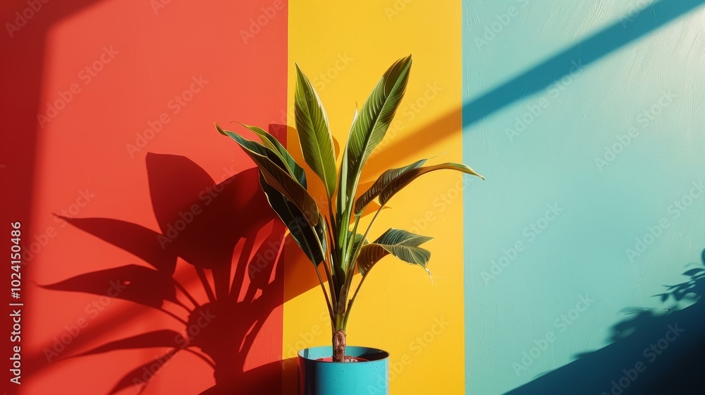 Sticker Abstract color scheme highlighting minimalist plant decoration