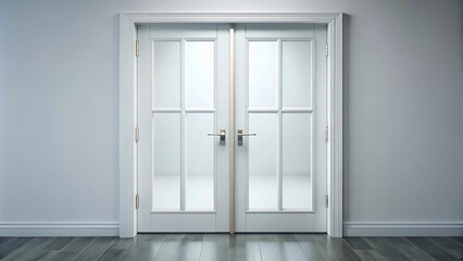 Low angle shot of white decorated double door with glass