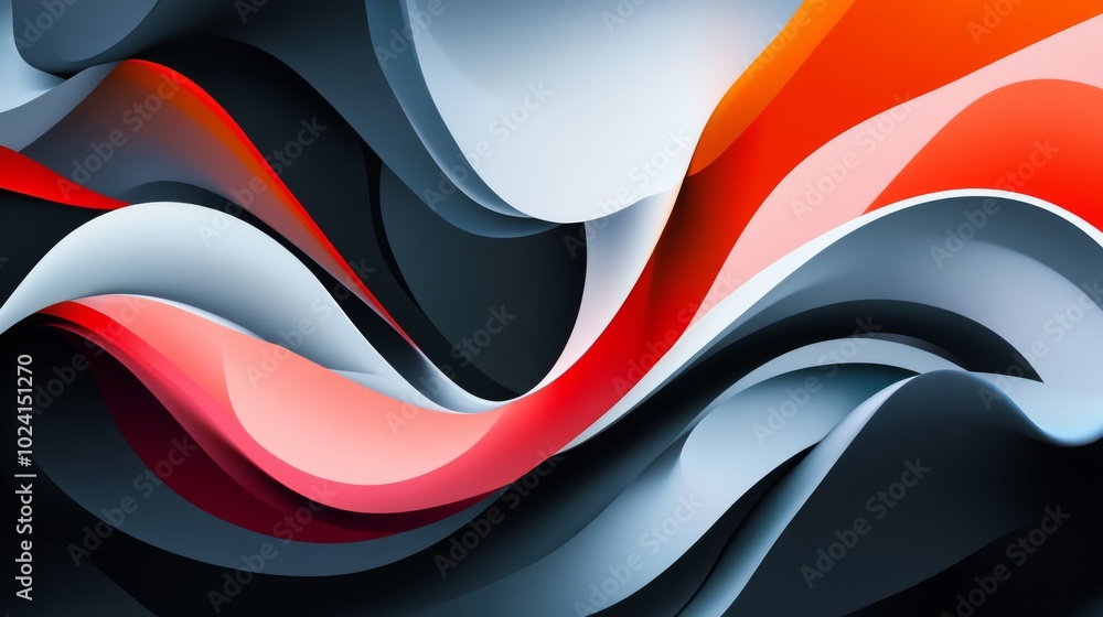 Aufkleber vibrant abstract digital art featuring dynamic red, black, and white wave patterns creating a modern
