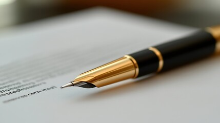 Fototapeta premium Close-up of a luxury pen on a document showing elegance and professionalism.