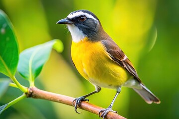 Low angle view of a Bananaquit bird in the Caribbean island of Antigua